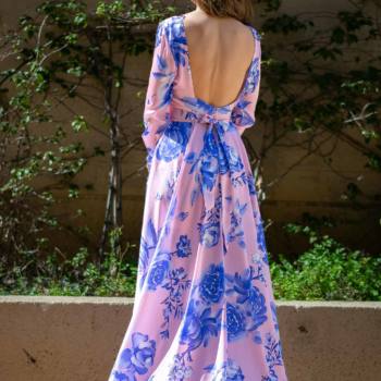 Vestido Flores Cola