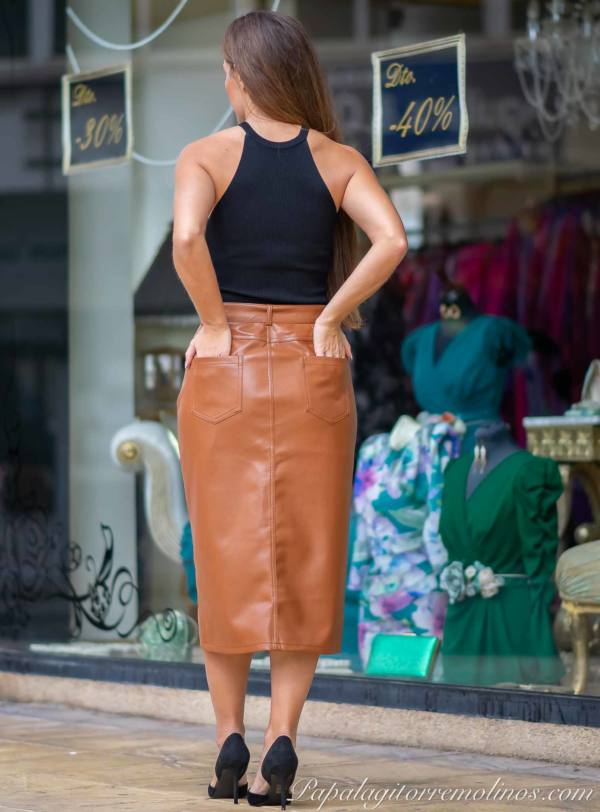 Falda Polipiel Botones - Imagen 2