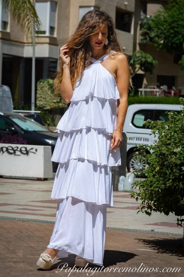 Vestido Blanco Volantes - Imagen 1